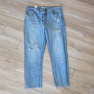 Levi's Light Blue Distressed 32 Wedgie Straight Jeans
